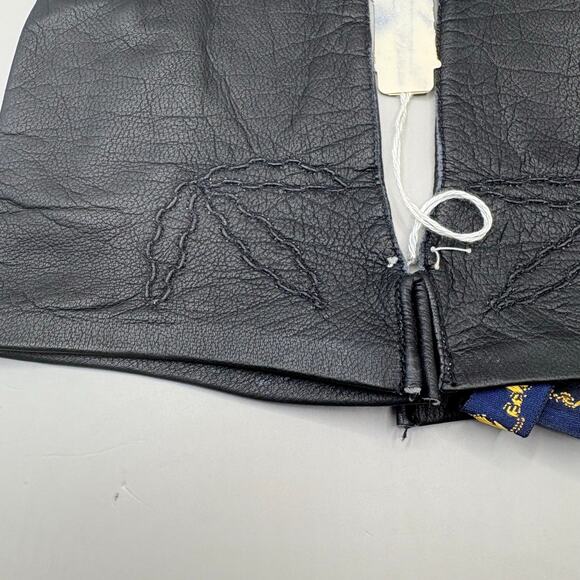 VTG Leather Gloves Black Embroidered Pure Silk Lined Made in France XS 7 NOS - Picture 2 of 13